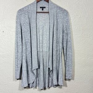 Eileen Fisher Cardigan Small Gray Asymmetric Open Linen Tunic Italian Minimalist